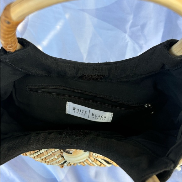 Purse Black w/Beads, Cowrie Shells Wooden Handle Boho Handbag Whitehouse Market - Picture 6 of 8